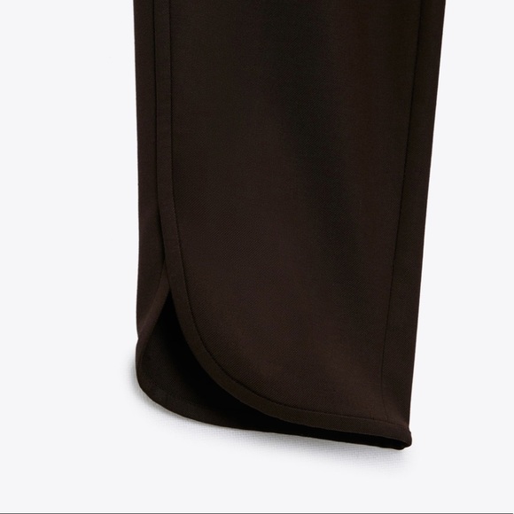 ZARA NWT SOLID BROWN CASUAL PANTS ELASTIC WAIST SIZE X-LARGE - Picture 4 of 6